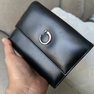 Cartier Black Leather with Silver Detail